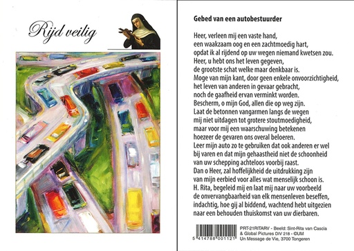 [PRT-21RITARV] Image prière H Rita - Rijd veilig