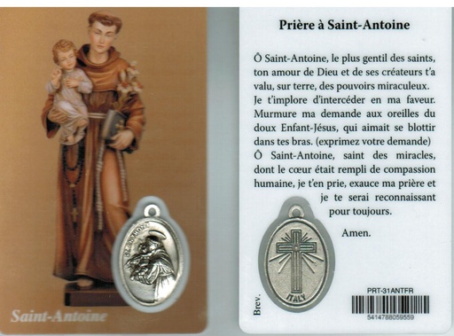 [PRT-31ANTFR] Gebedskaartje/medaille - St Antoine FR (55x85mm)