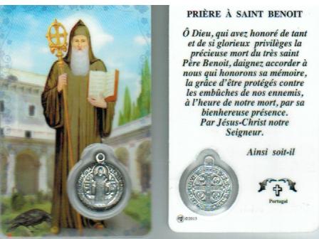 [PRT-31BENFR] Gebetskarte/medaillon - St Benoit FR (55x85mm)