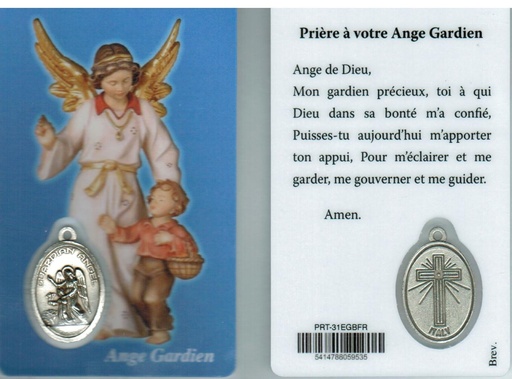 [PRT-31EGBFR] Gebetskarte/medaillon - Ange Gardien FR (55x85mm)