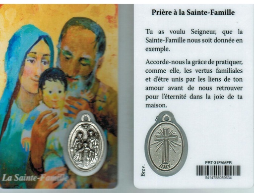[PRT-31FAMFR] Gebedskaartje/medaille - Ste Famille FR (55x85mm)