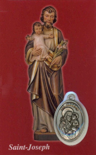 [PRT-31JOSFR] Carte de prière/médaille - St Joseph FR (55x85mm)
