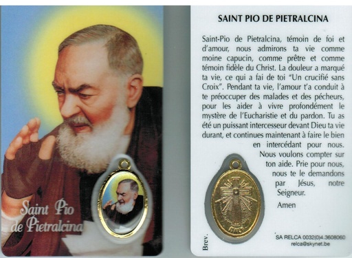 [PRT-31PIOFR] Gebetskarte/medaillon - P Pio FR (55x85mm)