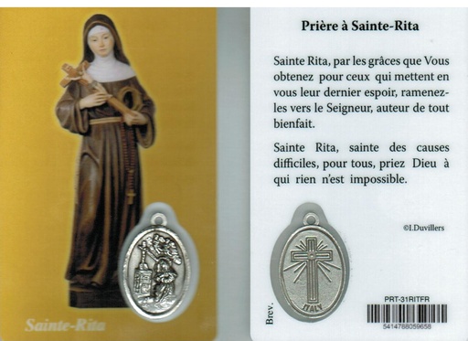 [PRT-31RITFR] Gebetskarte/medaillon - Ste Rita FR (55x85mm)