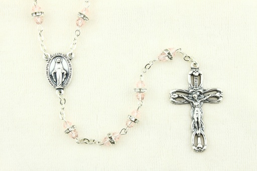 [RZK-05CR03RS] Rozenkrans - kristal/strass - roze (8x6mm)