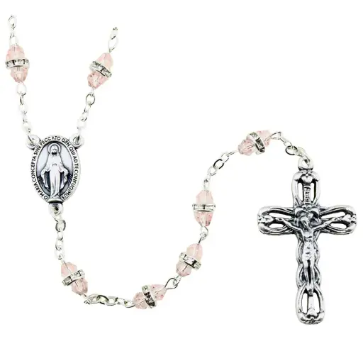 [RZK-05CR03RS] Rozenkrans - kristal/strass - roze (8x6mm)