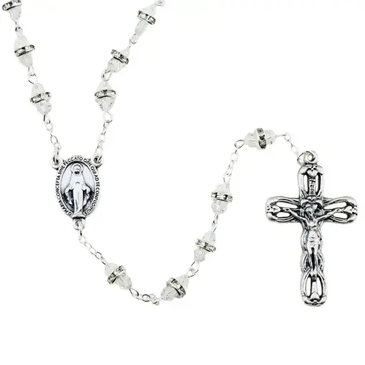 [RZK-05CR03WT] Rozenkrans - ronde kristalparels 3x5mm - wit