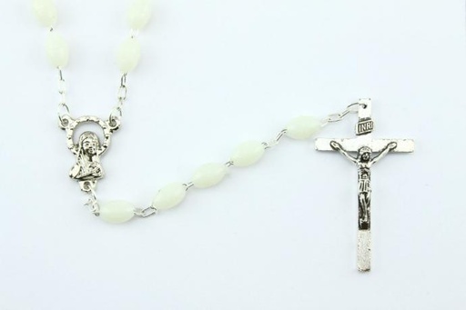 [RZK-05F202LG] Rozenkrans - plastic parels op ketting - fluorescerend (8x5mm)