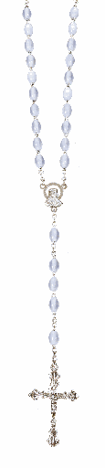 [RZK-05IM2BL] Rozenkrans - imitatie parelmoer/ketting - ovaal/blauw (4x6mm)