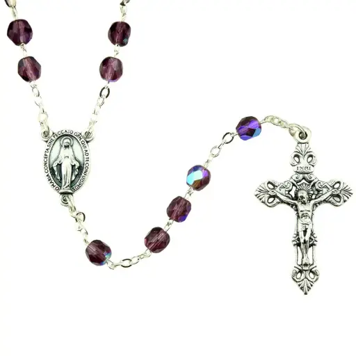 [RZK-05IR6AME] Rozenkrans - imitatie kristal/ketting - amethist (⌀ 6mm)