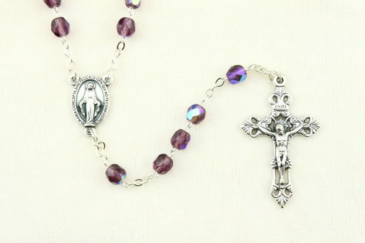 [RZK-05IR6AME] Rozenkrans - imitatie kristal/ketting - amethist (⌀ 6mm)