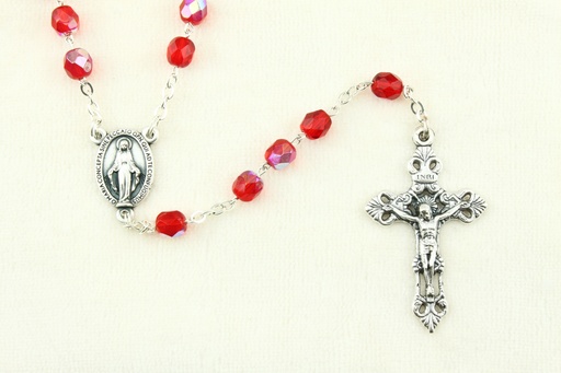 [RZK-05IR6RD] Rozenkrans - imitatie kristalparels/ketting - rood (⌀ 6mm)