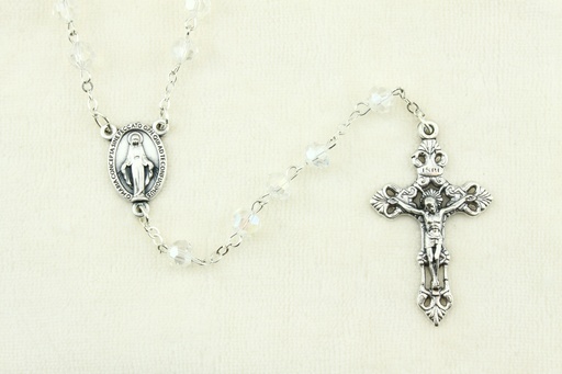 [RZK-05IR6WT] Rozenkrans - imitatie kristalparels/ketting - wit (⌀ 6mm)