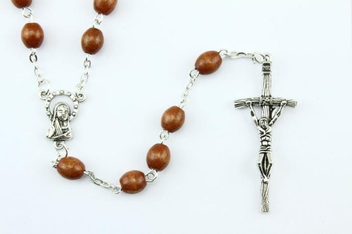 [RZK-05L202N] Rozenkrans - houten kralen/ketting - natuur (8x6mm)