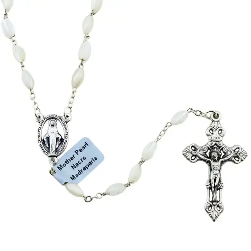 [RZK-05R200] Rozenkrans - ovale parelmoerkralen (7x5mm)