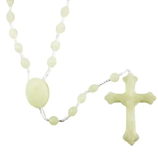 [RZK-091500LG] Rosaire - plastique/cordon - fluorescent (6x4mm)