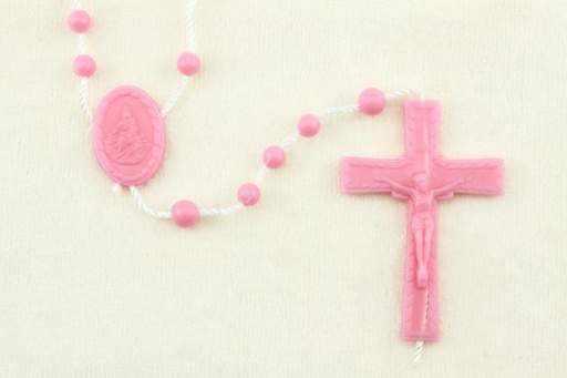 [RZK-091500RS] Rozenkrans - plastic kralen/koord - roze (⌀ 4mm)
