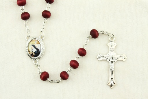 [RZK-091531] Rozenkrans - houten kralen/rozenparfum (7x5mm)