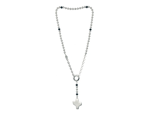 [RZK-09VI102ZW] Rozenkransketting - verzilverd met zwarte kraaltjes (⌀5mm)