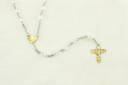 [RZK-10GCOSW3] Chapelet - 18 crt or/argent 925 - perle cristal (⌀ 5mm)