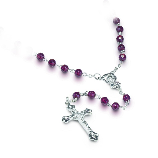[RZK-35CHM01] Chapelet du mois 'Janvier' - im.cristal/rouge rubis (⌀ 6mm)