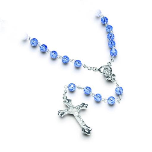 [RZK-35CHM03] Rozenkrans van uw maand 'Maart' - im.cristal/azzuurblauw (⌀ 6mm)