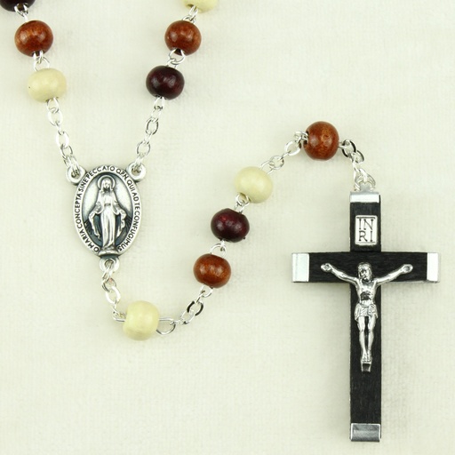 [RZK-35HT827MC] Rozenkrans - houten kralen - gemengde kleuren