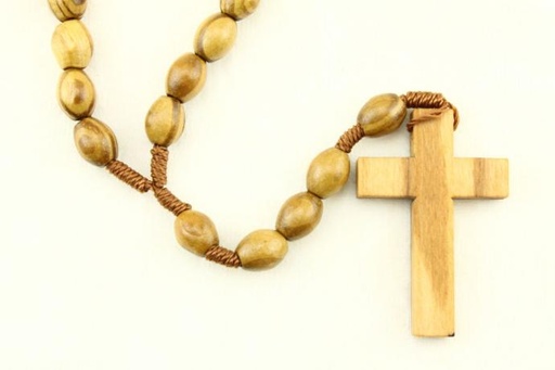 [RZK-35OL794] Rozenkrans - ovaal olijfhout op koord met sluiting (9x8mm)