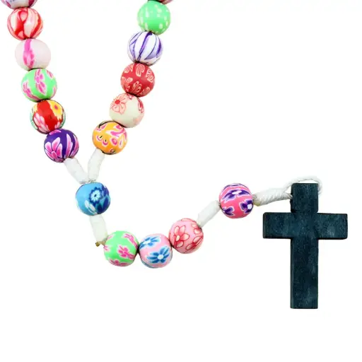 [RZK-35PL405] Chapelet - gomme sur corde fermoir mousqueton - coloré (⌀8mm)