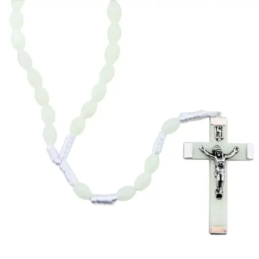 [RZK-40LG33] Rozenkrans - fluorescerende parels op koord/met slotje (8x5mm)