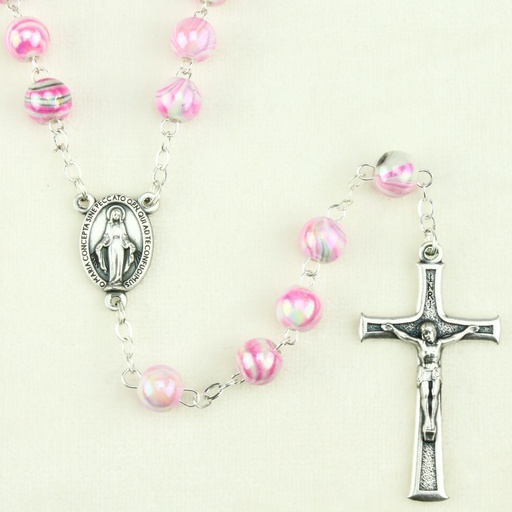 [RZK-40MT087RS] Chapelet - im. Perle - rose ( ⌀ 8mm)