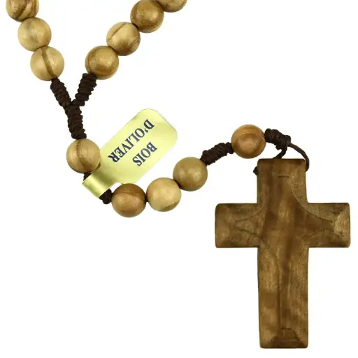 [RZK-40OL17] Rozenkrans - olijfhouten parels op koord