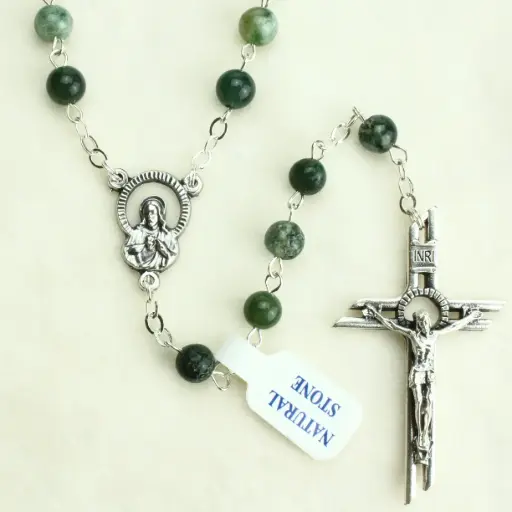 [RZK-40PN39AV] Rozenkrans met halfedelsteen - aventurijn (⌀6mm)