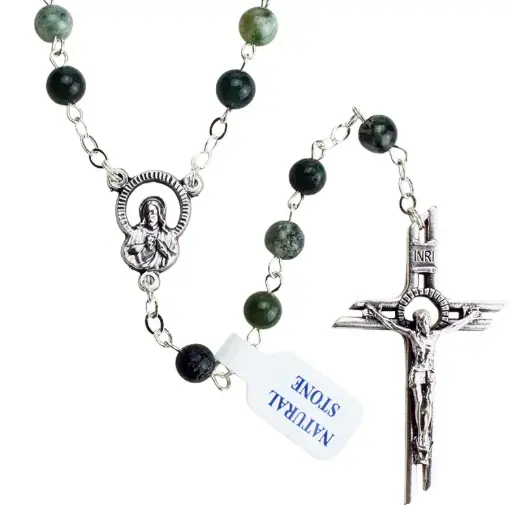 [RZK-40PN39AV] Rozenkrans met halfedelsteen - aventurijn (⌀6mm)