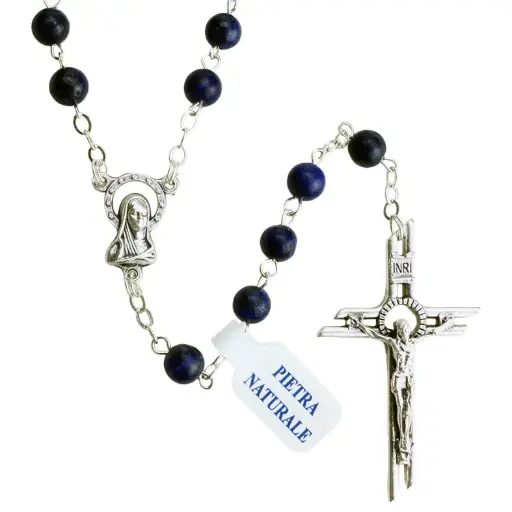 [RZK-40PN39LB] Rozenkrans met halfedelsteen - lapis lazuli (⌀6mm)