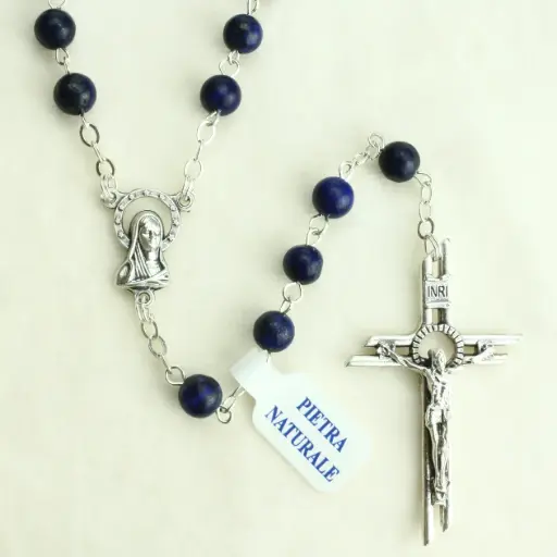 [RZK-40PN39LB] Rozenkrans met halfedelsteen - lapis lazuli (⌀6mm)