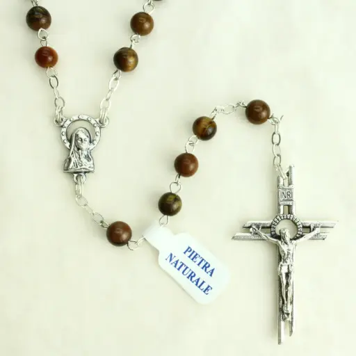 [RZK-40PN39OT] Rozenkrans met halfedelsteen - tijgeroog (⌀6mm)