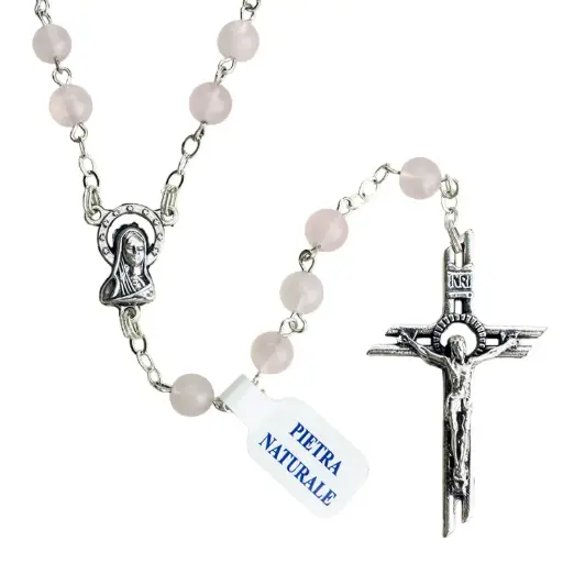 [RZK-40PN39RQ] Rozenkrans met halfedelsteen - roze kwarts (⌀6mm)