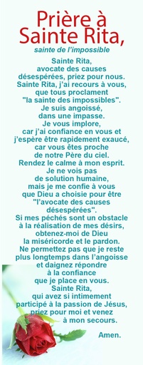 [SGP-31RIT01] Signet - 5,5/15cm - Prière … Sainte Rita