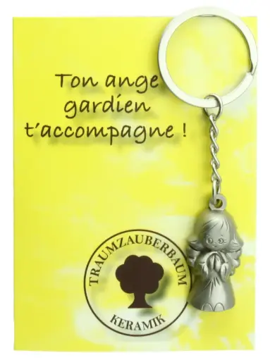 [SLH-01ENG01FR] Sleutelhanger Engel TZB - RVS - FR. tekst (30x17mm)