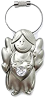 [SLH-04ENG2NL] Porte-clés Ange avec coeur/cristal - texte NL/inox (50x32mm)