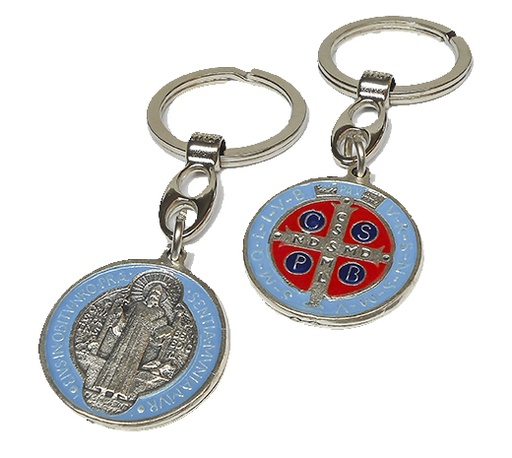 [SLH-08BEN30E] Porte-clés St Benoit métal émaillé (⌀32mm)