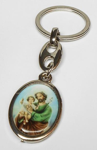 [SLH-09JOS609KRI] Porte-clef - métal - St Joseph/St Christophe (32x25mm)