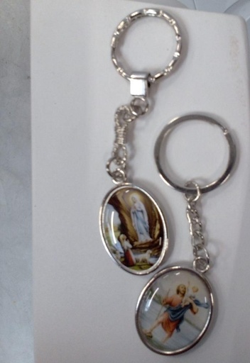 [SLH-09LOU609CHR] Porte-clés Lourdes/St Christophe - ovale (36x28mm)