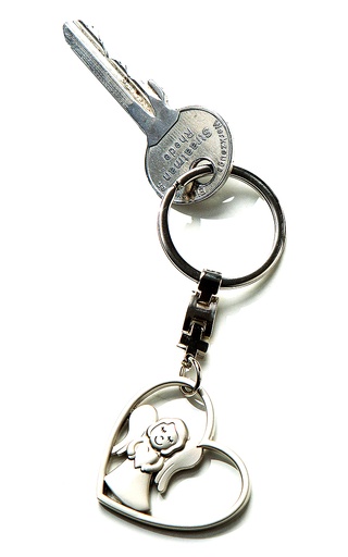 [SLH-30ENG083] Sleutelhanger - Engel/hart inox (60x40mm)