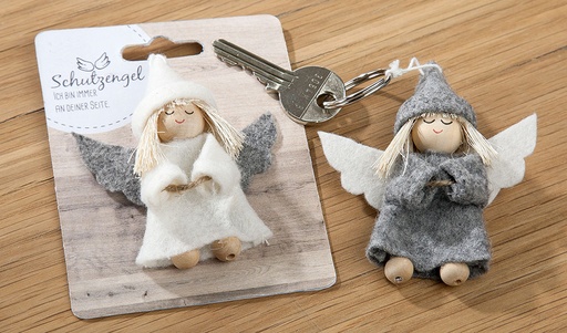 [SLH-30ENG709] Porte-clef Ange en feutre - 1couleurs assorti (100x75mm)