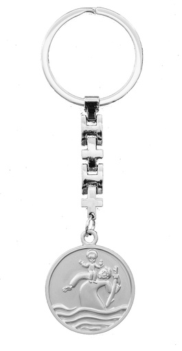 [SLH-30KRI] Porte-clef St Christophe métal/mod UMDV (80x30mm)
