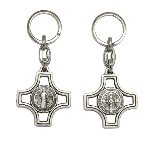 [SLH-35BEN2042] Porte-clef Croix St Benoit - métal (70x40mm)