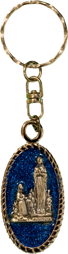 [SLH-40LOU350] Porte-clef - Vierge Lourdes - ovale/émaille (82x25mm)