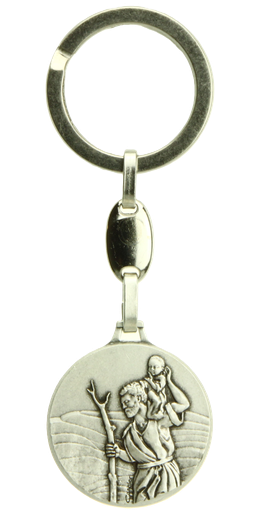 [SLH-45KRI1] Porte-clef St Christophe - métal (65x30mm)
